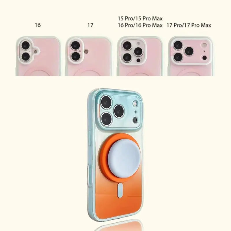 Stylish Protective Acrylic Magnetic 2-in-1 Double Layer Blue-Orange Gradient Smartphone Case for iPhone 15/16/17/18 Pro Max Models