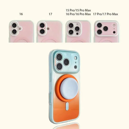 Stylish Protective Acrylic Magnetic 2-in-1 Double Layer Blue-Orange Gradient Smartphone Case for iPhone 15/16/17/18 Pro Max Models