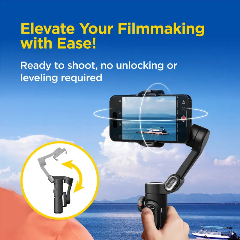 AOCHUAN 3-Axis Gimbal Stabilizer for Smartphone (Iphone/Android), Foldable Phone Accessory with RGB Magnetic Photographic Fill Light, Upgraded Face Tracking, Focus Wheel for Vlogging & Video Recording