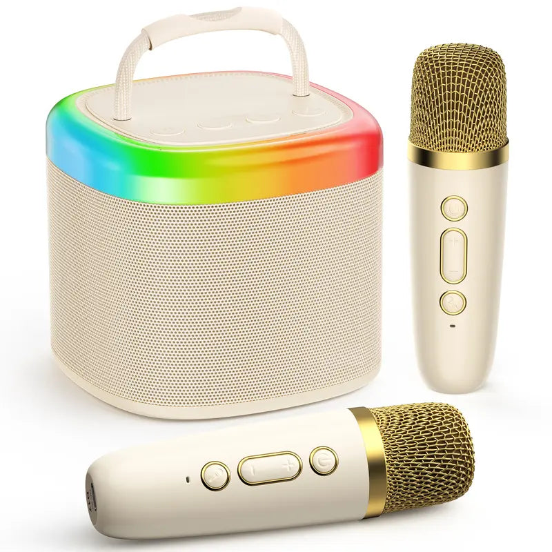 Unleash Your Inner Star with the JYX D17 Mini Karaoke Machine - Bluetooth Speaker with Wireless Microphones, Stunning Bass & Dazzling RGB Lights | Perfect for Outdoor Parties, Family Gatherings & Memorable Gifts