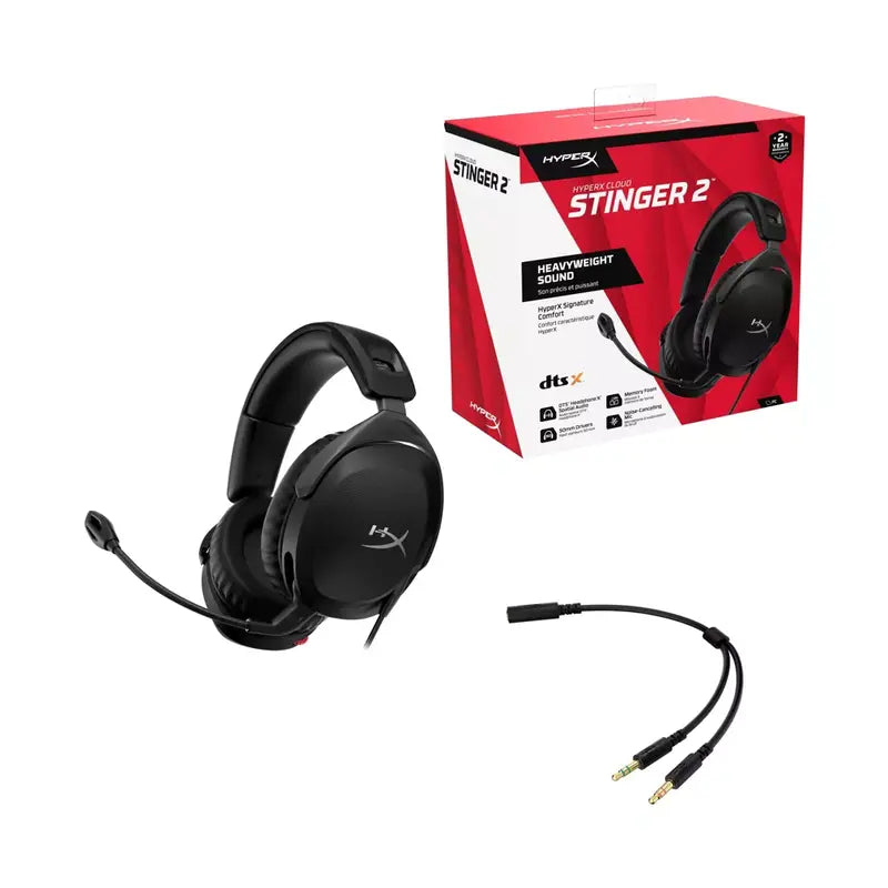 HyperX Stinger 2 Wired Gaming Headset - Experience Unmatched Comfort and Superior Sound with Leatherette Ear Cushions and 3.5mm Jack Compatibility for All Your Gaming Needs