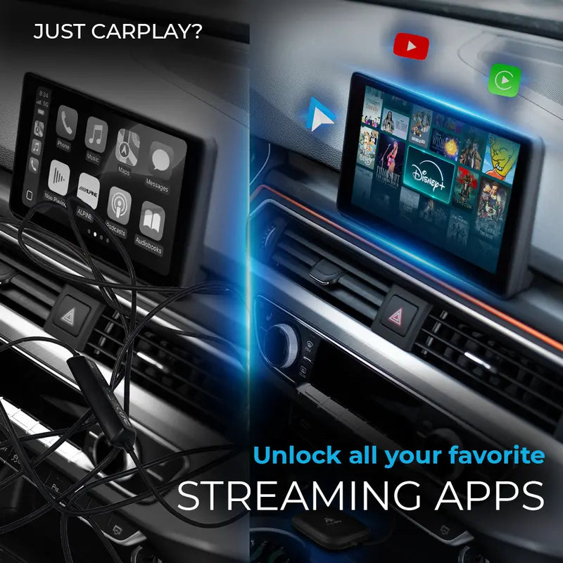 Autosky AI Box Lite Wireless Carplay Converter Car Video Players - Auto Accessories, Vehicle Accessory, Plug&Play, Wireless Android Auto, Wi-Fi Streaming for Road Trip Passengers (Netflix, Hulu, Disney+, ESPN, Youtube) | Requires Factory Wired Carplay