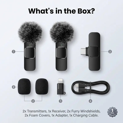 HITOZON Mini Wireless Lavalier Microphone - Ultimate Portable USB-C Lapel Mic for iPhone & Android | Effortless 1-Touch Recording & Mute Function for Professional Audio/Video Content Creation