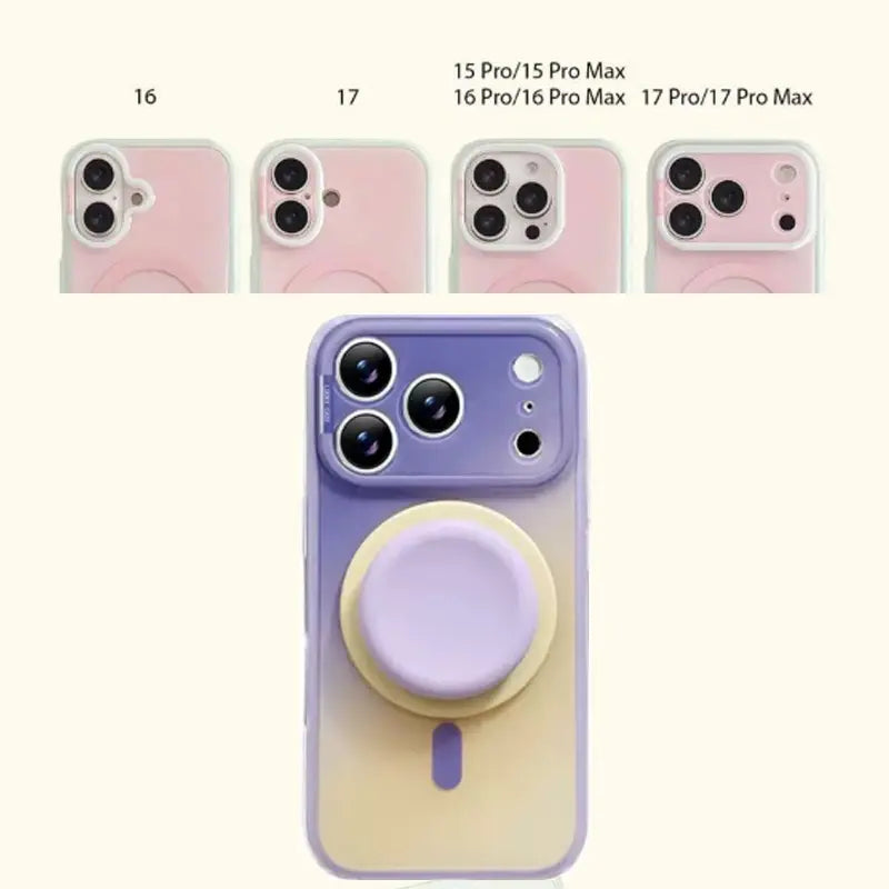 Stylish Protective Acrylic Magnetic 2-in-1 Double Layer Blue-Orange Gradient Smartphone Case for iPhone 15/16/17/18 Pro Max Models