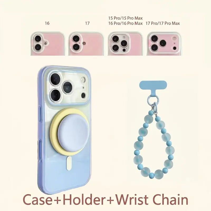 Stylish Protective Acrylic Magnetic 2-in-1 Double Layer Blue-Orange Gradient Smartphone Case for iPhone 15/16/17/18 Pro Max Models