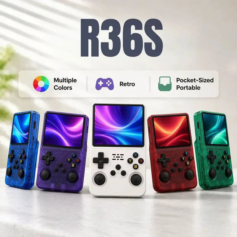 R36S Retro Handheld Console - Ultimate Portable Gaming Experience with 3.5-Inch HD Screen, 64GB Storage, and Easy USB Charging - Perfect Gift for Gaming Enthusiasts!