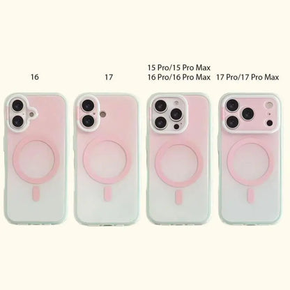 Stylish Protective Acrylic Magnetic 2-in-1 Double Layer Blue-Orange Gradient Smartphone Case for iPhone 15/16/17/18 Pro Max Models